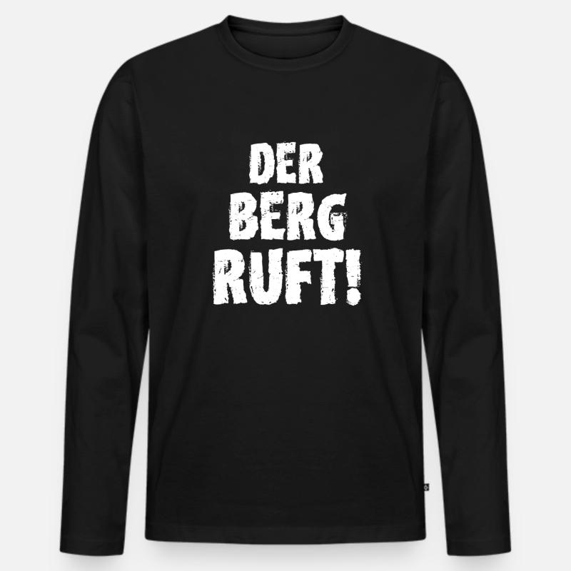 Der Berg ruft - Männer Premium Bio Langarmshirt - Schwarz
