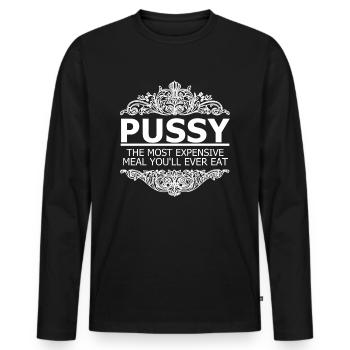 Chatte: la plus chère que vous ayez jamais mangée - T-shirt manches longues Premium bio Homme - noir - Devant - Nico (187cm)