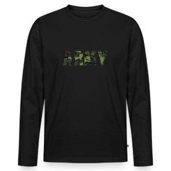 military - Men's Premium Organic Long Sleeve Shirt - black - Front - Nico (187cm)
