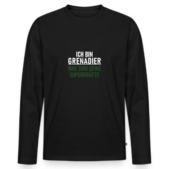 Grenadier - Männer Premium Bio Langarmshirt - Schwarz - Vorne - Nico (187cm)