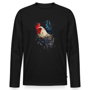 Chicken hand-drawn - Men's Premium Organic Long Sleeve Shirt - black - Front - Nico (187cm)