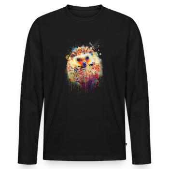 Hedgehog hand-drawn - Men's Premium Organic Long Sleeve Shirt - black - Front - Nico (187cm)