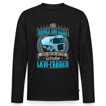 LKW Fahrer - Männer Premium Bio Langarmshirt - Schwarz - Vorne - Nico (187cm)