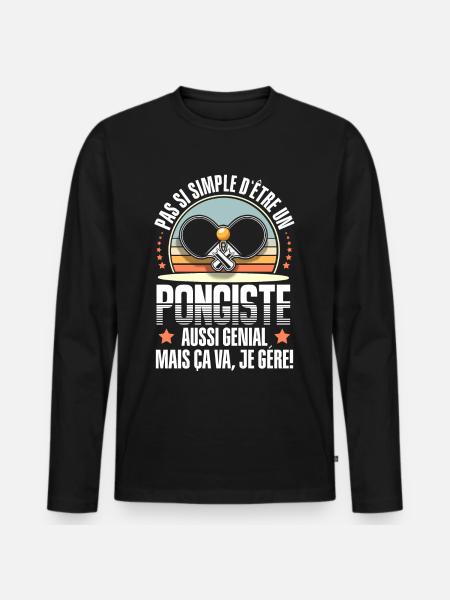 tennis de table - T-shirt manches longues Premium bio Homme - noir