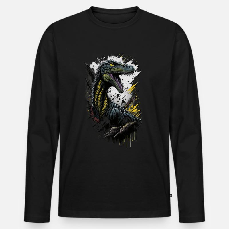 Velociraptor - Männer Premium Bio Langarmshirt - Schwarz