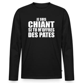 Man Who Loves: Pasta. Funny Design Humor - Men's Premium Organic Long Sleeve Shirt - black - Front - Nico (187cm)