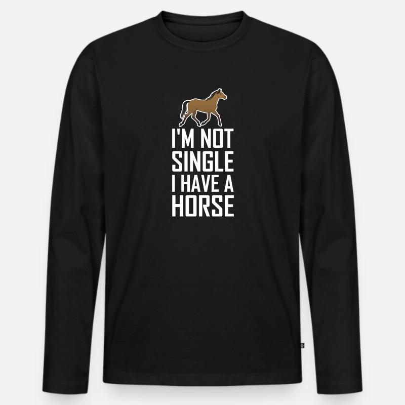 Pferd - Männer Premium Bio Langarmshirt - Schwarz