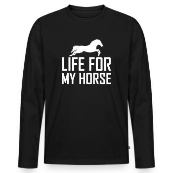 équitation - T-shirt manches longues Premium bio Homme - noir - Devant - Nico (187cm)