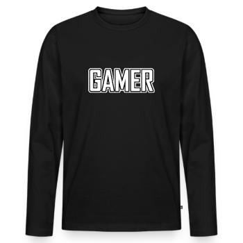 Zocken - Männer Premium Bio Langarmshirt - Schwarz - Vorne - Nico (187cm)