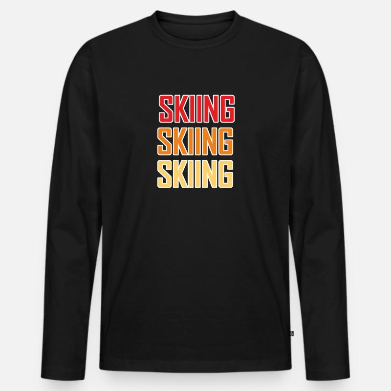 Ski Ski Ski - Männer Premium Bio Langarmshirt - Schwarz