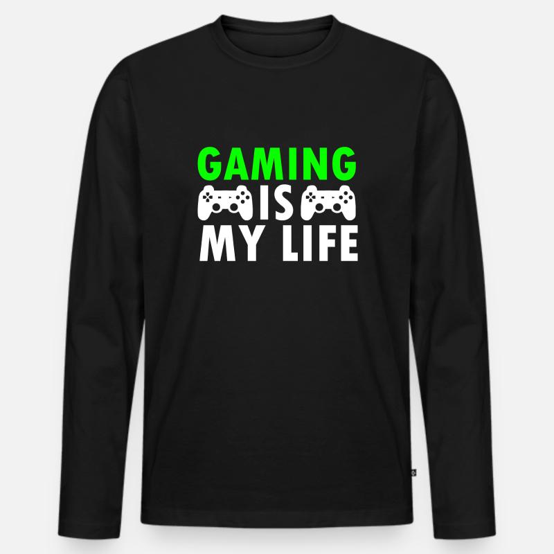 Gaming - Männer Premium Bio Langarmshirt - Schwarz