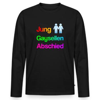 Jung Gaysellen Abschied | Junggaysellenabschied - Männer Premium Bio Langarmshirt - Schwarz - Vorne - Nico (187cm)