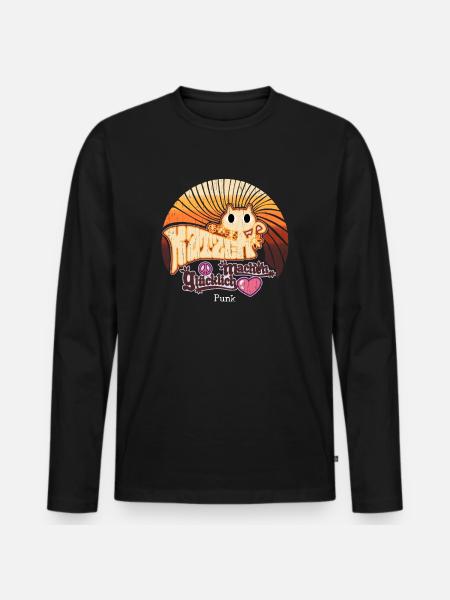 Katzen Shirt - Männer Premium Bio Langarmshirt - Schwarz