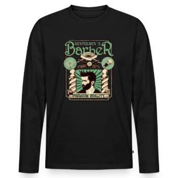 Barber Shop Shirt - T-shirt manches longues Premium bio Homme - noir - Devant - Nico (187cm)