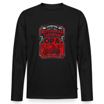 Motorrad Opa T-Shirt - Männer Premium Bio Langarmshirt - Schwarz - Vorne - Nico (187cm)