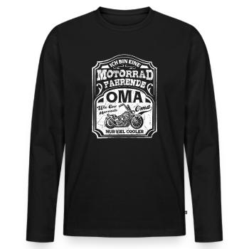 Motorbike grandma t-shirt - Men's Premium Organic Long Sleeve Shirt - black - Front - Nico (187cm)