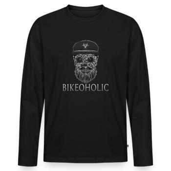Bikeoholic Barber Bart Bike Rad Rennradfahrer - Männer Premium Bio Langarmshirt - Schwarz - Vorne - Nico (187cm)
