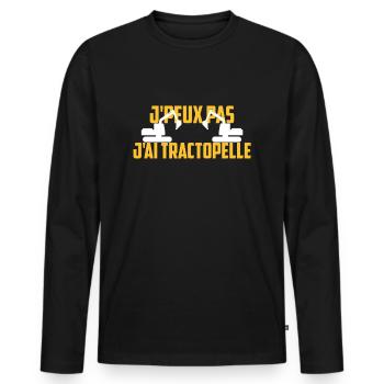 Je peux pas j'ai tractopelle - T-shirt manches longues Premium bio Homme - noir - Devant - Nico (187cm)