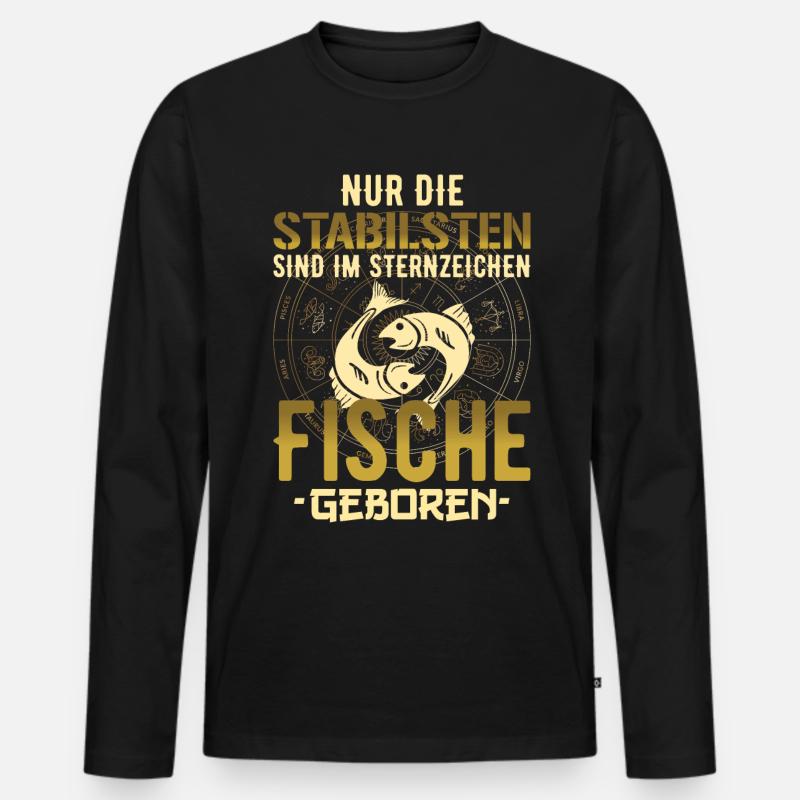 Sternzeichen stabil Fische Geschenk - Männer Premium Bio Langarmshirt - Schwarz