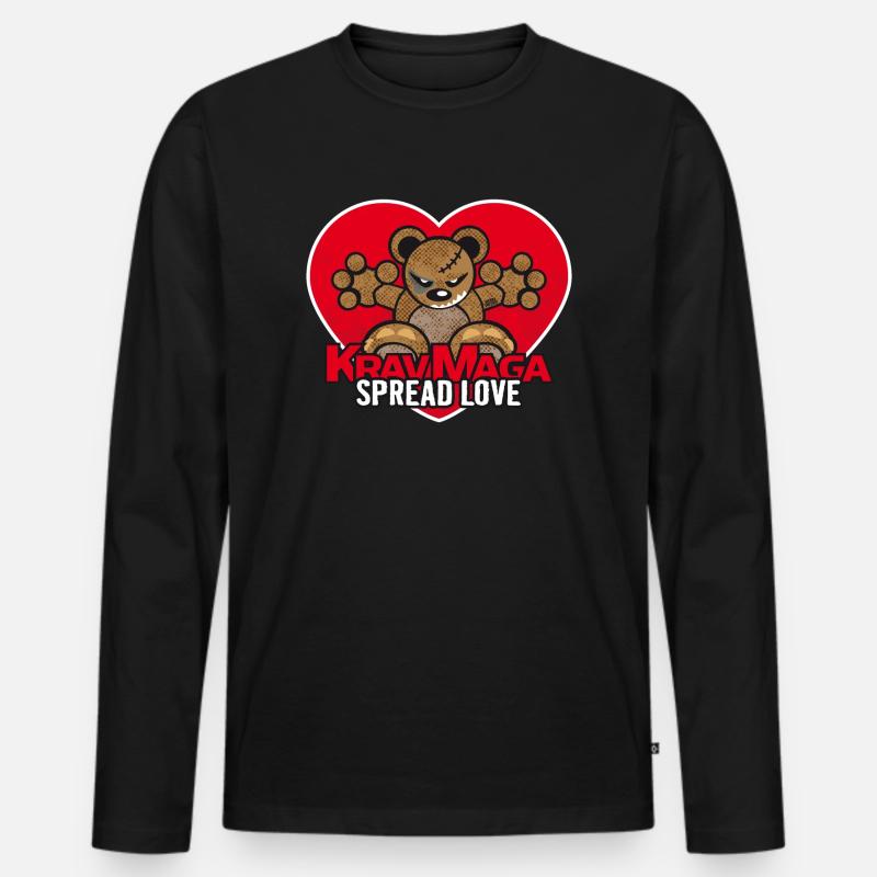 Teddy - Spread Love - Krav Maga - Männer Premium Bio Langarmshirt - Schwarz