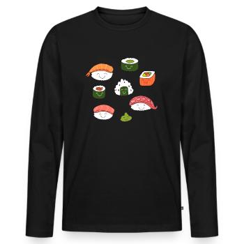 Sushi Shirt, Cute Gift for Sushi - Men's Premium Organic Long Sleeve Shirt - black - Front - Nico (187cm)