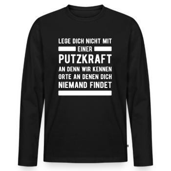 Putzkraft Spruch Geschenk - Männer Premium Bio Langarmshirt - Schwarz - Vorne - Nico (187cm)