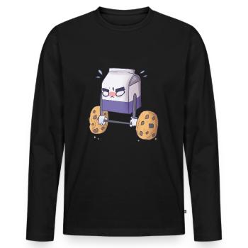 Conception d'entraînement de lait et de cookies, cadeau drôle de gym - T-shirt manches longues Premium bio Homme - noir - Devant - Nico (187cm)