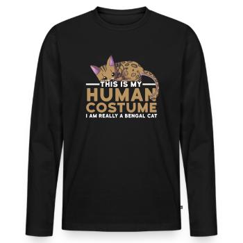 This is My Human Costume I am Really a Bengal Cat - Men's Premium Organic Long Sleeve Shirt - black - Front - Nico (187cm)