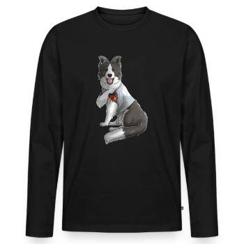 I Love Mom Tattoo Border Collie Dog Mama Mother's - Men's Premium Organic Long Sleeve Shirt - black - Front - Nico (187cm)