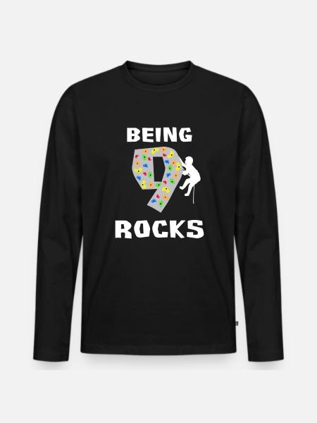 9 Felsen sein - Klettern 9. Geburtstagsgeschenk - Männer Premium Bio Langarmshirt - Schwarz