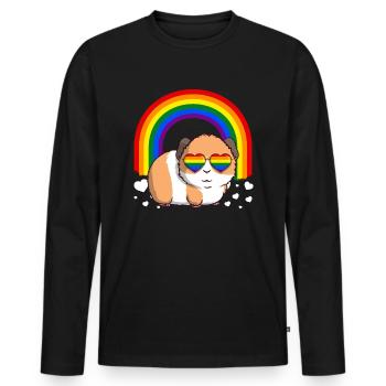 Arc-en-ciel Gay Pride LGBTQ - T-shirt manches longues Premium bio Homme - noir - Devant - Nico (187cm)