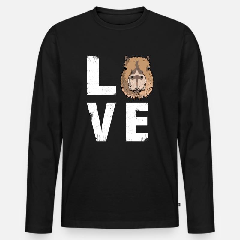Liebe Capybara Liebhaber - Männer Premium Bio Langarmshirt - Schwarz
