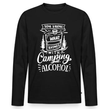 CAMPING REIMEN BIER TRINKEN ALKOHOL FEIER MOITV - Männer Premium Bio Langarmshirt - Schwarz - Vorne - Nico (187cm)