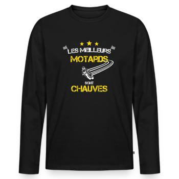 Moto motards humour - T-shirt manches longues Premium bio Homme - noir - Devant - Nico (187cm)