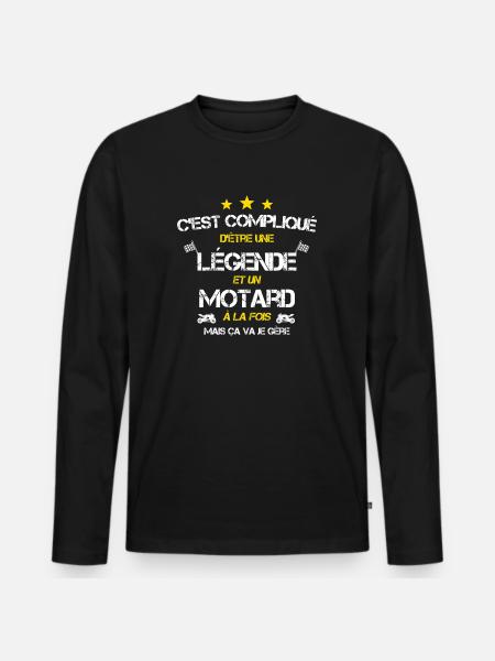 Légende motard humour - T-shirt manches longues Premium bio Homme - noir