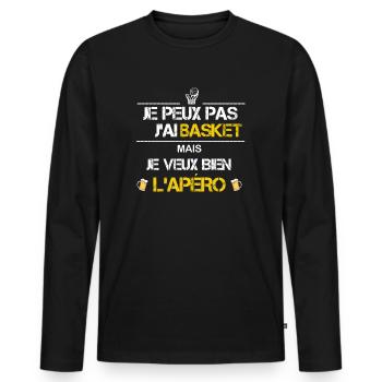 Je peux pas j ai basket humour - T-shirt manches longues Premium bio Homme - noir - Devant - Nico (187cm)