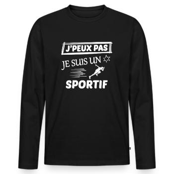 je peux pas j ai sport - T-shirt manches longues Premium bio Homme - noir - Devant - Nico (187cm)