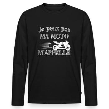 Je peux pas j ai moto - T-shirt manches longues Premium bio Homme - noir - Devant - Nico (187cm)