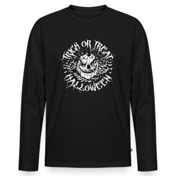 Halloween Trick or Treat Pumpkin - Horror - Men's Premium Organic Long Sleeve Shirt - black - Front - Nico (187cm)