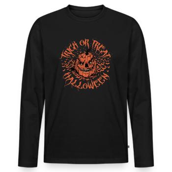 Halloween Scary Pumpkin Head - Men's Premium Organic Long Sleeve Shirt - black - Front - Nico (187cm)