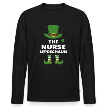 Die Krankenschwester Leprechaun - Männer Premium Bio Langarmshirt - Schwarz - Vorne - Nico (187cm)