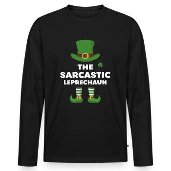 Der sarkastische Kobold - Männer Premium Bio Langarmshirt - Schwarz - Vorne - Nico (187cm)
