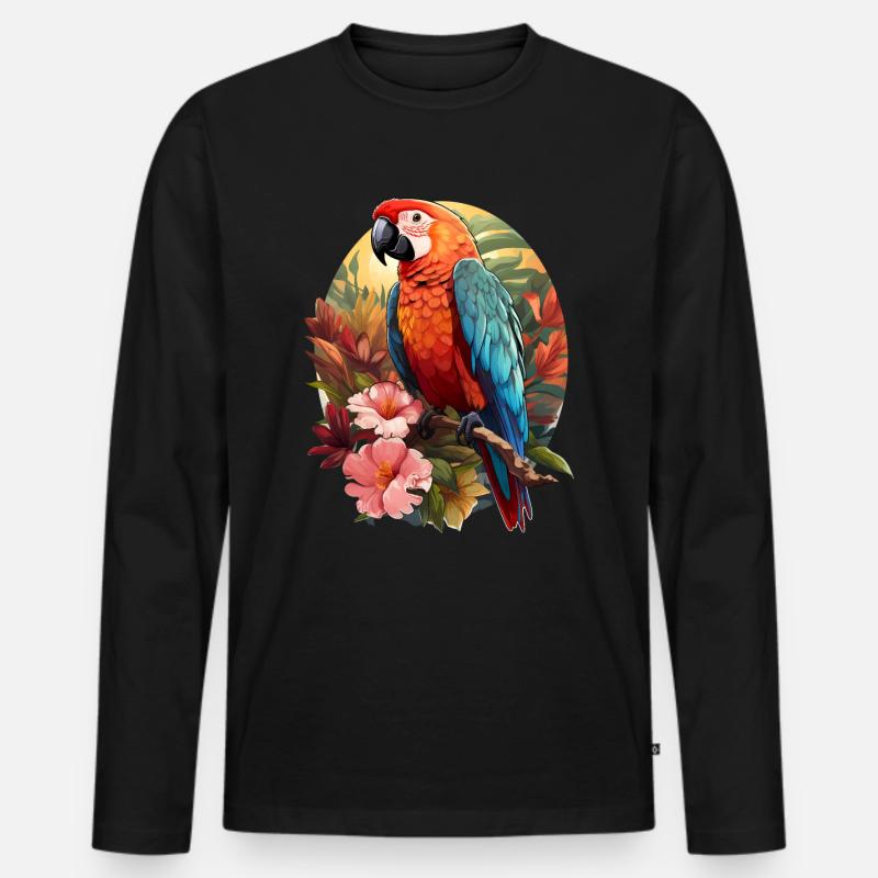 Papagei - Männer Premium Bio Langarmshirt - Schwarz