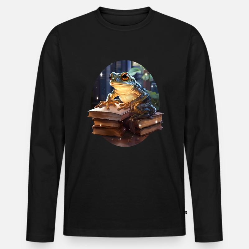 Frosch - Männer Premium Bio Langarmshirt - Schwarz