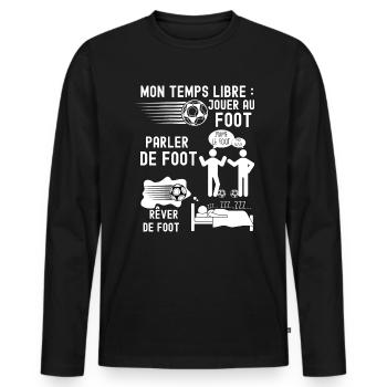 Foot Idée Cadeau Homme et Enfant - T-shirt manches longues Premium bio Homme - noir - Devant - Nico (187cm)