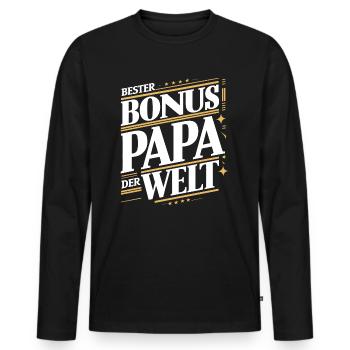 Bonus Papa - Männer Premium Bio Langarmshirt - Schwarz - Vorne - Nico (187cm)