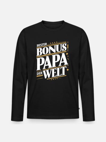 Bonus Papa - Männer Premium Bio Langarmshirt - Schwarz