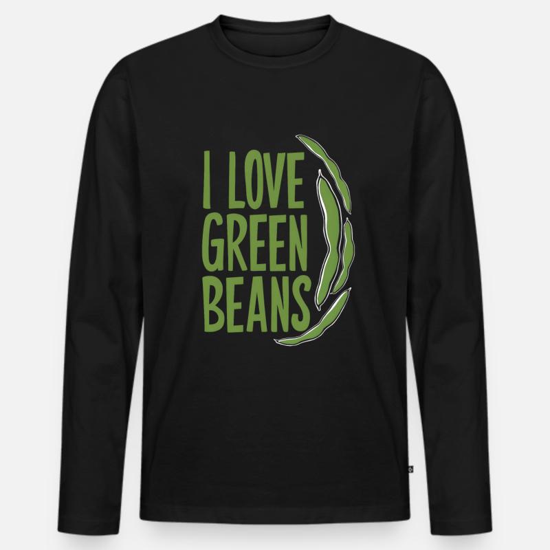 Grüne Bohnen - Männer Premium Bio Langarmshirt - Schwarz