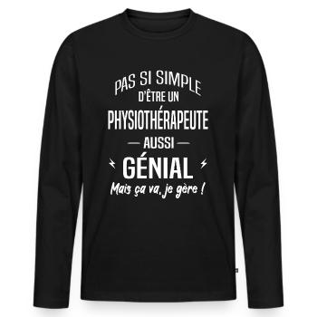 Physiothérapeute - T-shirt manches longues Premium bio Homme - noir - Devant - Nico (187cm)