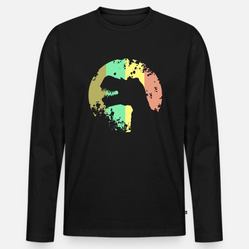 Dinosaurier T-Rex Design - Männer Premium Bio Langarmshirt - Schwarz